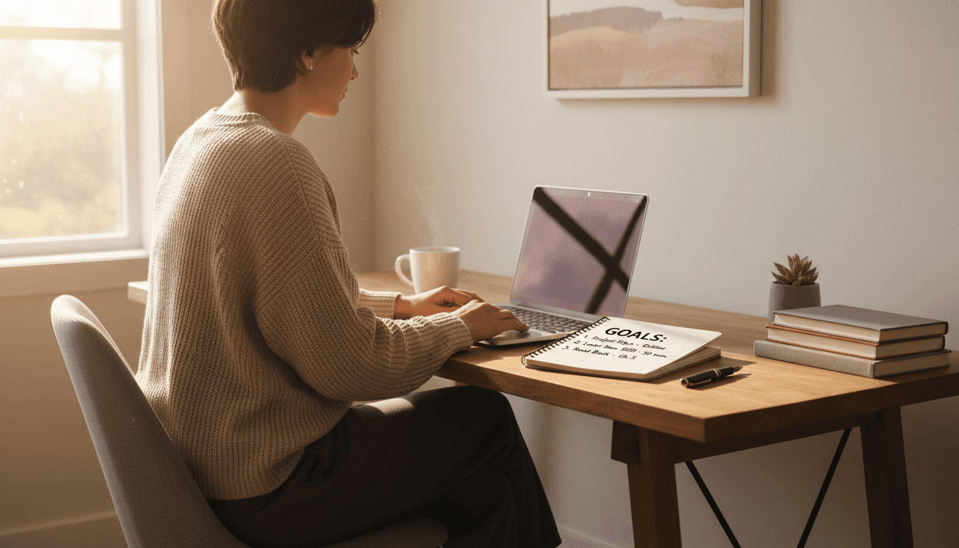 Tidy home office desk with organized supplies and a clear workspace